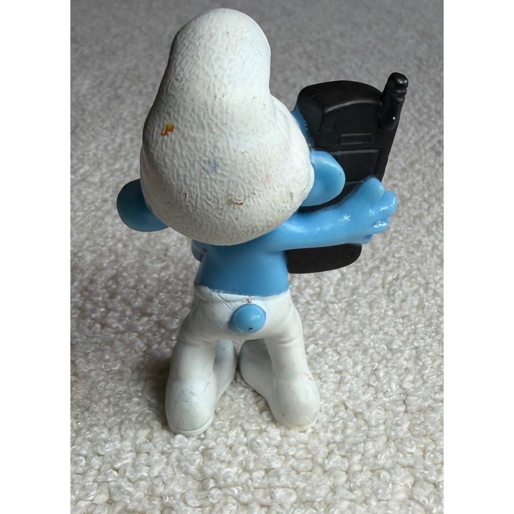McDonalds Brainy Smurf Figure 2011 Peyo Walkie Talkie Toy Collectible 3 Inch - Picture 4 of 6